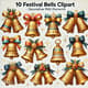 10 Festival Bells Clipart - Decorative PNG Elements for Festive Designs and Celebrations 3