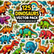 125 Dinosaurs Vector Pack - Prehistoric Cartoon Illustrations for Designers and Educators 3