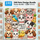 240 Pets Vector Design Bundle - CDR Format - Versatile Animal Illustrations for Designers and Creators 3