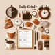Daily Grind Brown Flat Design Planner - Streamlined Goal & Bucket List Organizer for Productivity and Focus 5