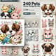 240 Pets Vector Design Bundle - CDR Format - Versatile Animal Illustrations for Designers and Creators 1
