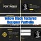 Yellow Black Textured Designer Portfolio - Professional Editable Portfolio & Cover Letter Templates for Creatives and Agencies 1