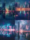 Reflected Skyline View - Urban Landscape Art Featuring Vibrant City Reflections for Creative Decor and Design Projects 4