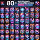 80+ Glowing Animated Icons - Vibrant Neon Style Icons for Designers and Digital Creators 4