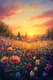 Golden Field Sunset - Serene Sunset Landscape Art for Timeless Home and Office Decor 1