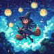 Cute Witch Pixel Character with Broom - Charming Pixel Art Sprite for Game Developers and Digital Creators 1