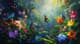 Exotic Garden Blooms - Vibrant Tropical Landscape Art for Creative and Commercial Use 1