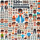 520+ Design Elements Cartoon Vector Assets Pack - Versatile Characters for Creative Projects and Branding 4