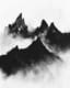 Dramatic Mountain Range Ink Art - Expressive Ink Painting for Creative Decor and Artistic Projects 6