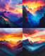 Panoramic Mountain View - Serene Sunlit Landscape Art for Tranquil Spaces and Creative Projects 3