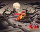 Castle Duel Knight vs Dragon Art - Dramatic Historical Illustration for Creative Projects and Storytelling 1