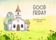 Church Watercolor Easter Good Friday Invite - Elegant Religious Invitation for Memorable Holiday Celebrations 1