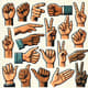 155+ Hand Gesture Vector Illustrations - Human Element Pack - Versatile Vector Art for Creative Design and Branding Projects 4