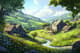 Nestled Village Scene - Serene Rural Landscape Art for Tranquil Home and Office Decor 5