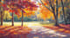 Vibrant Autumn Park Pastel Scene - Expressive Pastel Painting for Artistic Decor and Seasonal Ambiance 5
