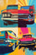 Classic Car Stylized Pop Art - Retro-Inspired Wall Art for Vibrant Home and Office Decor 5
