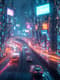 High-Tech City at Night with Neon Lights - Futuristic Digital Cityscape for Sci-Fi Creators and Urban Visual Projects 6