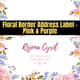 Floral Border Address Label Pink Purple - Elegant Shipping & Retail Label Templates for Professional Packaging 4