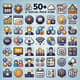 50+ Social Pack Icon - Clean Business & Finance Icon Set for Professional Branding and Marketing 3