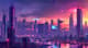 Horizon Spire - Cyber Sunset Cityscape - Immersive Digital Environmental Illustrations for Futuristic Creatives 6