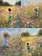 Child in Wildflower Field Pastel - Timeless Pastel Painting for Serene Home and Artistic Spaces 1