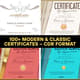 100+ Modern & Classic Certificates - CDR Format - Versatile Editable Certificate Templates for Professional and Personal Use 3
