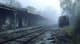 Spooky Abandoned Train Station Scene - Dark Aesthetic Haunted Environment Art for Atmospheric Visual Projects 5