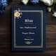 Blue Gold Sophisticated Elegant Obituary Card - Timeless Funeral Invitation for Respectful Commemorations 5