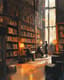 Cozy Library Interior Digital Art - Warm Ambiance Painting for Creative Spaces and Visual Storytelling 6