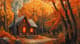 Cozy Autumn Cabin - Serene Landscape Art for Tranquil, Nature-Inspired Spaces and Creative Projects 6