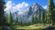 Mountain Forest Scene - Serene Sunlit Mountain Landscape Art for Creative and Personal Projects 6