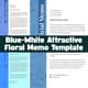 Blue White Attractive Floral Memo Template - Elegant Business Communication Design for Professional Presentations and Meetings 1