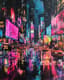 Bustling Cityscape at Night Acrylic - Vibrant Urban Acrylic Painting for Dynamic Artistic Expression 1