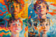 Playful Whimsical Abstract Boy Portrait - Vibrant Abstract Portrait Art for Creative and Contemporary Spaces 1