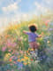 Child in Wildflower Field Pastel - Timeless Pastel Painting for Serene Home and Artistic Spaces 6