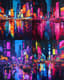 Bustling Cityscape at Night Acrylic - Vibrant Urban Acrylic Painting for Dynamic Artistic Expression 5