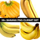 38+ Banana PNG Clipart Set - Vibrant Food & Beverage Illustrations for Creators and Designers 3