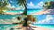 Tropical Beach Paradise - Vibrant Seascape Art for Serene Coastal Decor and Creative Spaces 6