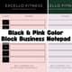 Black & Pink Color Block Business Notepad - Stylish Office Template for Professional Branding and Efficient Workflow 1