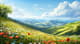 Blooming Spring Hillside - Serene Landscape Art for Tranquil Nature Decor and Creative Spaces 5