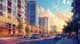 Tree-Lined City Street - Serene Urban Landscape Art for Contemporary Spaces and Creative Projects 6