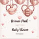 Brown Pink Cute Baby Shower Invitation - Adorable and Stylish Design for Memorable Baby Celebrations 4