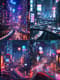 High-Tech City at Night with Neon Lights - Futuristic Digital Cityscape for Sci-Fi Creators and Urban Visual Projects 3