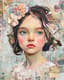 Young Girl Collage Portrait with Floral Patterns - Artistic Portrait Collage for Creative Projects and Visual Storytelling 1