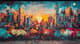 Sunset Cityscape Mural - Vibrant Urban Graffiti Art for Dynamic Wall Spaces and Creative Environments 5