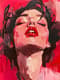 Vibrant Red Expressionistic Portrait of a Woman - Dynamic Expressionistic Portrait Art for Creative Collectors and Interior Decor 6