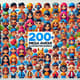 200+ Mega Avatar Illustration Bundle - Pixel-Perfect Digital Avatars for Creators and Brands 1