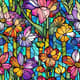10 Stained Glass Bloom Patterns - Elegant Floral Botanicals for Creative Design and Print Projects 3