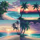 Serene Beach Pixel Art with Palm Trees - Vibrant Pixel Landscape Art for Game Designers and Digital Creators 4