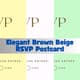 Elegant Brown Beige RSVP Postcard - Stylish Business & Event Invitation Templates for Professional Communication 6